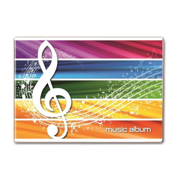 Blasetti - Libro per musica - graffettato - 170 x 240 mm - orizzontale - 8 fogli - staff - blu, arancione, verde, giallo, rosa