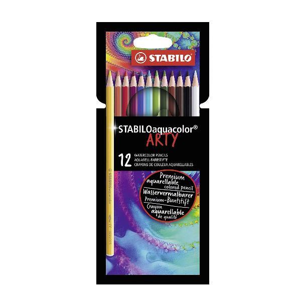 Pastello Arty Aquacolor - colori assortiti - Stabilo - astuccio 12 pezzi