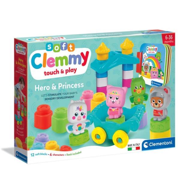 CLEMENTONI SOFT CLEMMY BABY HERO E PRINCESS SET COSTRUZIONI MATTONCINI MORBIDI GIOCO SENSORIALE