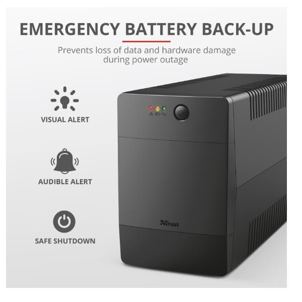 TRUST PAXXON 23505 UPS GRUPPO DI CONTINUITA' AVR 900 W 1.500 Va CONNETTORI 4 X SCHUKO TIPO F