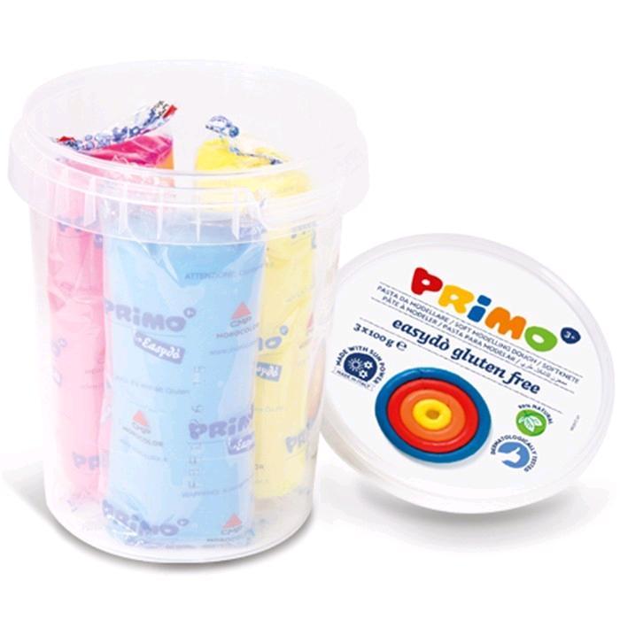 PRIMO PASTA DA MODELARE SENZA GLUTINE PANETTI DA 100 GR IN BARATTOLO COLORI ASSORTITI CONF 3 Pz.