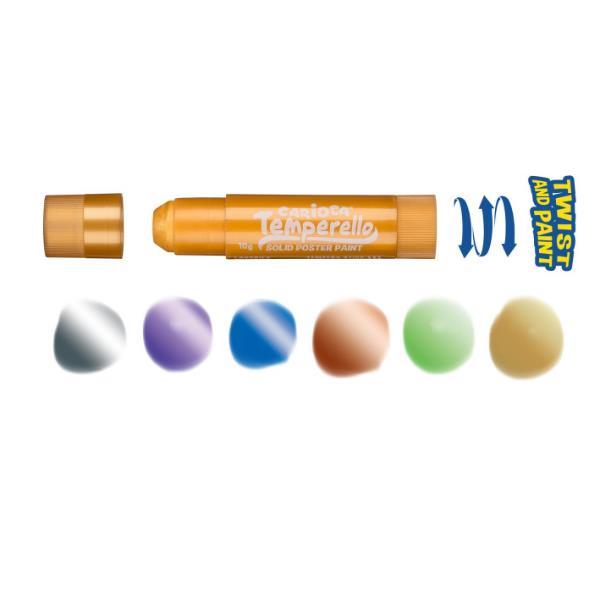 CARIOCA TEMPERA IN STICK DA 10 GR COLORI METALLICI ASSORTITI CONF 6 Pz.