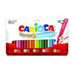 Carioca Bravo - Penna punta in fibra - non permanente - colori assortiti brillanti - 6 mm (pacchetto di 24)