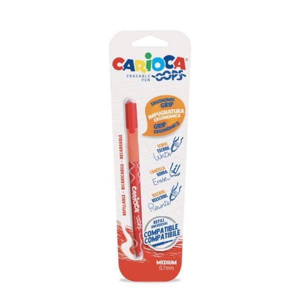 Carioca OOPS - Penna a sfera - non permanente - rosso - inchiostro sensibile al calore - 0.7 mm - medio - con gomma