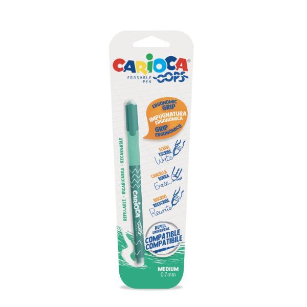 Carioca OOPS - Penna a sfera - non permanente - verde - inchiostro sensibile al calore - 0.7 mm - medio - con gomma