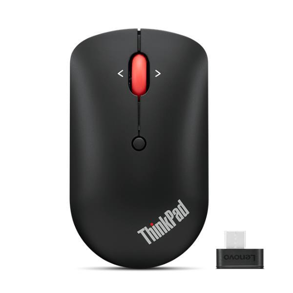 Lenovo ThinkPad Compact - Mouse - per destrorsi e per sinistrorsi - ottica - 4 pulsanti - senza fili - 2.4 GHz - ricevitore wireless USB-C - nero - OEM - per IdeaPad 1 14; 3 14; 5 Pro 14; ThinkBook 13x G2 IAP; 14s Yoga G2 IAP; ThinkPad T14s Gen 3