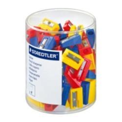 STAEDTLER TEMPERAMATITE 1 FORO IN PLASTICA CON BARATTOLO COLORI ASSORTITI CONF 100 Pz.