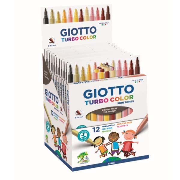 GIOTTO Turbo Color - Penna punta in fibra - colori assortiti nelle tonalità della pelle - 2.8 mm (pacchetto di 12)