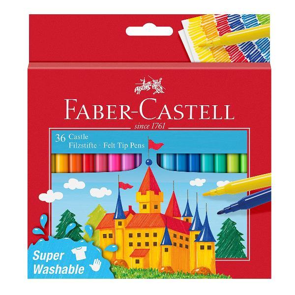Faber-Castell CASTLE - Penna punta in fibra - colori assortiti (pacchetto di 36)