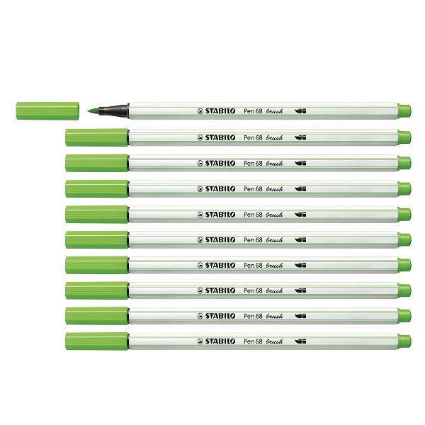 STABILO Pen 68 Brush - Penna con punta a pennello - verde chiaro - inchiostro base acqua