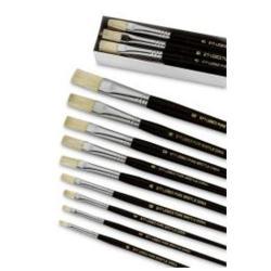 LEBEZ PENNELLI IN PURA SETOLA PUNTA A SPATOLA DIMENSIONE 4 MANICO IN LEGNO COL. NERO CONF 12 Pz.