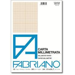 Blocco carta millimetrata A4 80gr 10fg Fabriano