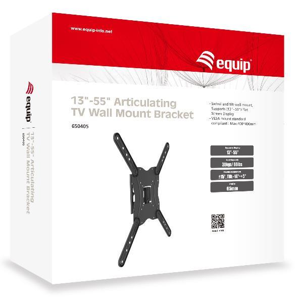 EQUIP 650405 STAFFA DA PARETE SNODABILE PER TV 23"-55" PORTATA 30KG MAX VESA 400x400 NERO