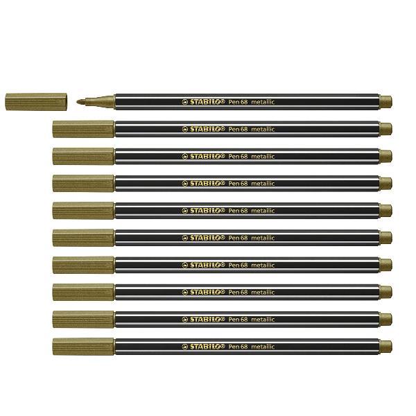 STABILO Pen 68 metallic - Penna punta in fibra - oro - inchiostro base acqua - 1 mm - medio