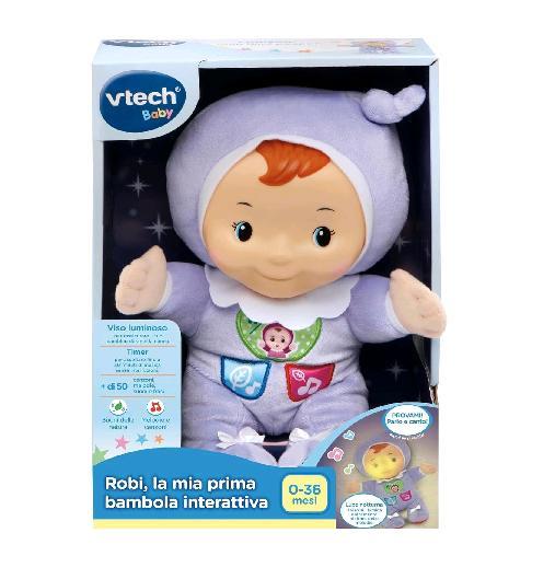 V-TECH ROBI LA MIA PRIMA BAMBOLA INTERATTIVA PELUCHES CON LUCE NOTTURNA 40 NINNE NANNE 2 CANZONI E TIMER