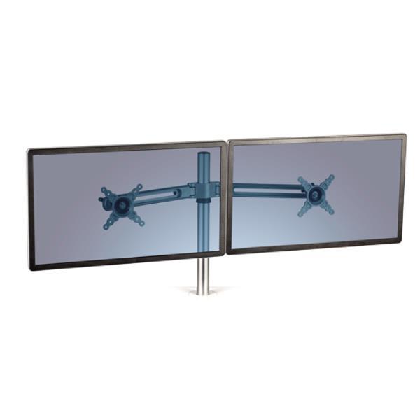 Fellowes Lotus Dual Monitor Arm Kit - Kit montaggio - braccio regolabile - per 2 display LCD - metallo, Alluminio - argento - montabile su desk