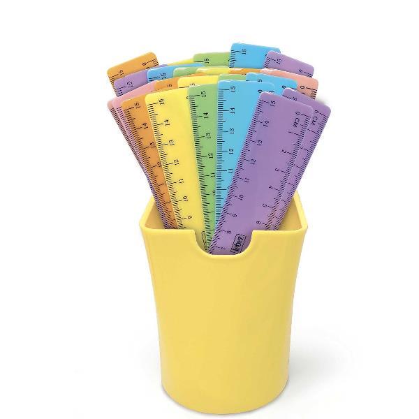 LEBEZ RIGHELLI IN PLASTICA 15 CM COLORI ASSORTITI PASTELLO CON BARATTOLO CONF 36 Pz.