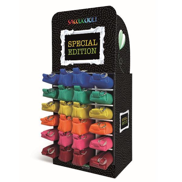 LEBEZ BASIC COLORS ESPOSITORE SACCUCCIOLO IN NYLON A LINGOTTO E A BARRETTA COLORI ASSORTITI CONF 24 Pz.