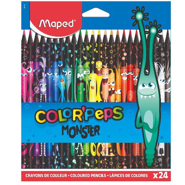 Maped Color'Peps Monster - Pastello colorato - colori assortiti (pacchetto di 24)