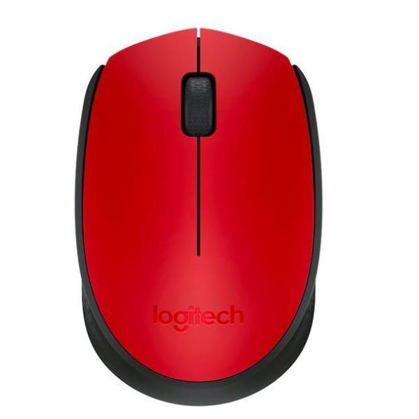 Logitech M171 - Mouse - senza fili - 2.4 GHz - ricevitore wireless USB - nero, rosso