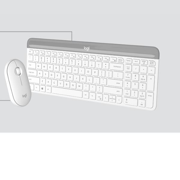 Logitech Slim Wireless Combo MK470 - Set mouse e tastiera - senza fili - 2.4 GHz - italiana - Off-White