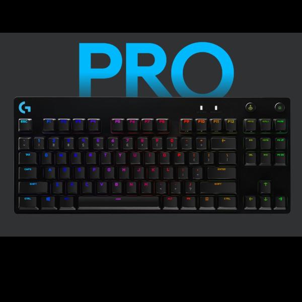 Logitech G Pro Mechanical Gaming Keyboard - Tastiera - retroilluminato - USB - USA Internazionale - interruttore: GX Blue Clicky - nero