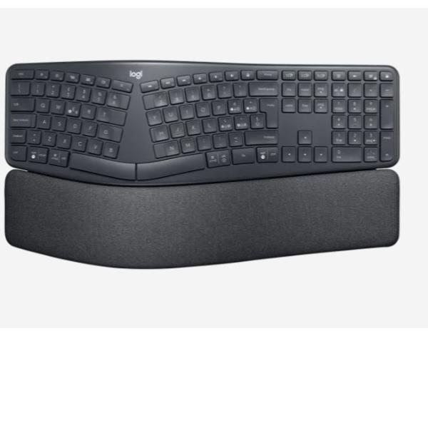 Logitech ERGO K860 - Tastiera - senza fili - 2.4 GHz, Bluetooth 5.0 - QWERTY - italiana - grafite