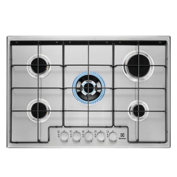 Electrolux Serie 300 Slim line EGS7534X - Piano cottura a gas - 5 piastre - Nicchia - larghezza: 56 cm - prof. 48 cm - acciao inox - con cornice smussata - acciaio inossidabile