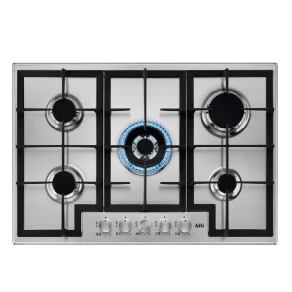 AEG HGB75400SM - Slimline - piano cottura a gas - 5 piastre - Nicchia - larghezza: 56 cm - prof. 48 cm