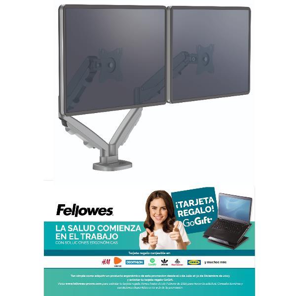 Fellowes - Kit montaggio - doppi bracci regolabili - per 2 monitor - metallo - argento, RAL 9023 - dimensione schermo: 10"-39" - installabile con morsetto, rondella, montabile su desk