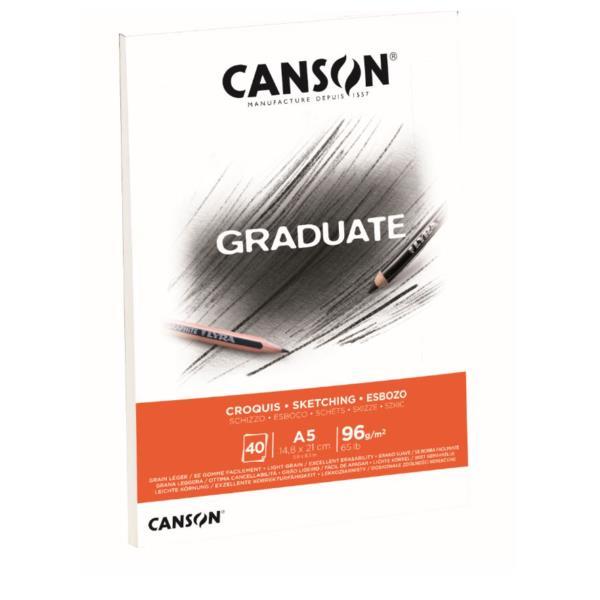 CANSON Graduate Sketching - Blocco - A5 - 40 fogli - bianco