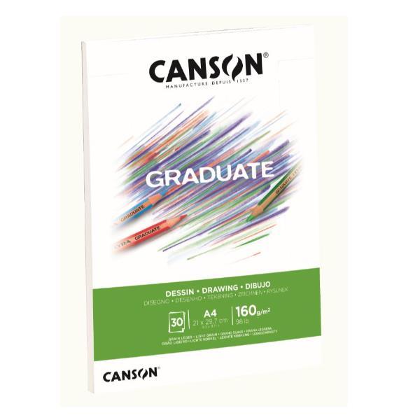 CANSON Graduate Drawing - Blocco - A4 - 30 fogli - bianco