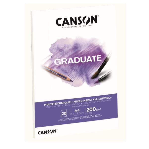 CANSON Graduate Mixed Media - Blocco - A4 - 20 fogli - bianco