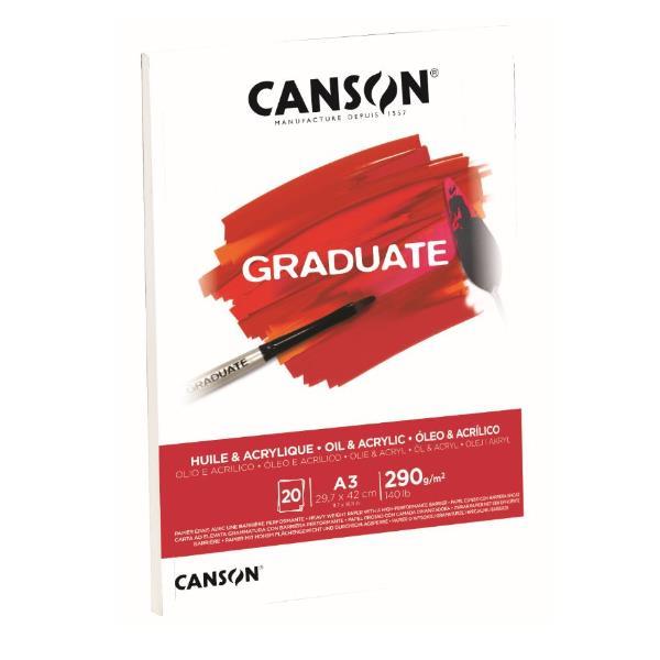 CANSON Graduate Oil & Acrylic - Blocco - A3 - 20 fogli - bianco naturale