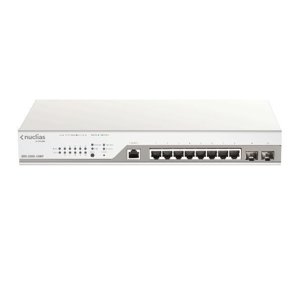 D-Link Nuclias Cloud-Managed DBS-2000-10MP - Switch - 8 x 10/100/1000 (PoE+) + 2 x Gigabit SFP - PoE+ (130 W)