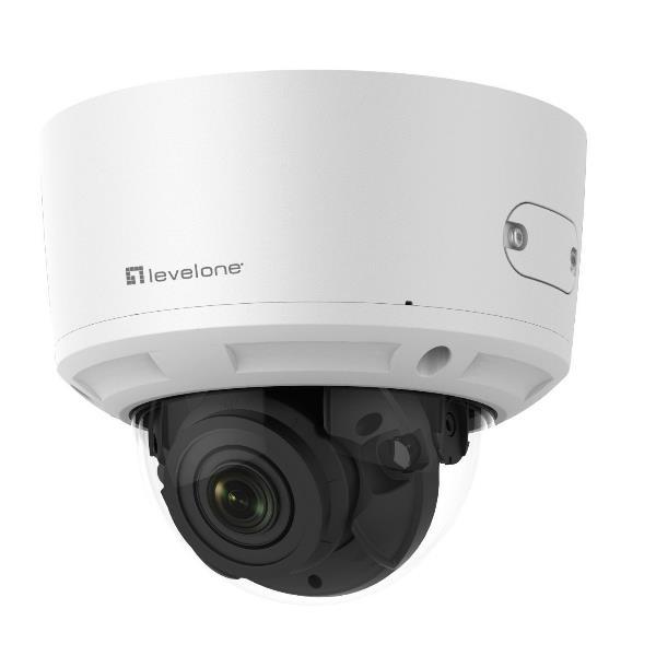 LevelOne FCS-3098 - Telecamera di sorveglianza connessa in rete - cupola - per esterno, interno - resistente a atti vandalici / impermeabile - colore (Giorno e notte) - 8 MP - 3840 x 2160 - motorizzato - audio - LAN 10/100 - AVI, H.264, H.265 - 12 V c.c.