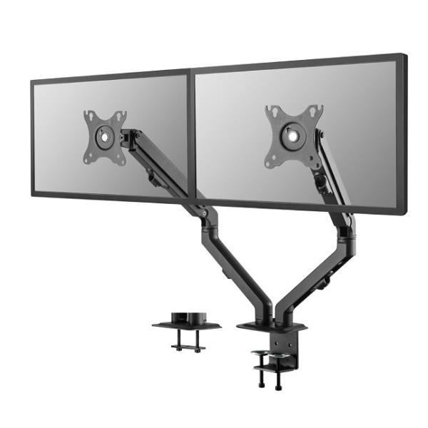 Neomounts FPMA-D650D - Kit montaggio - video full-motion - per 2 display LCD - acciaio - nero - dimensione schermo: 17"-27" - installabile con morsetto, rondella, montabile su desk
