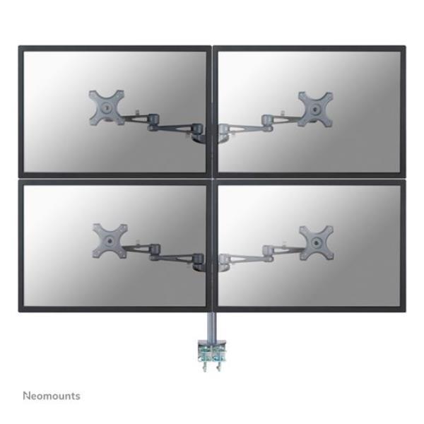 Neomounts FPMA-D935D4 - Kit montaggio - video full-motion - per 4 display LCD - argento - dimensione schermo: 10"-27" - installabile con morsetto, montabile su desk