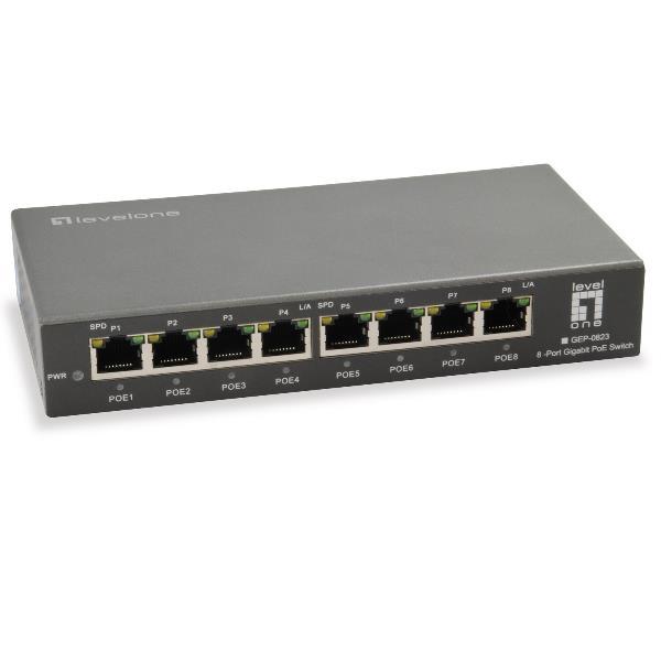 LevelOne GEP-0823 - Switch - 8 x 10/100/1000 (PoE+) - desktop - PoE+ (120 W)