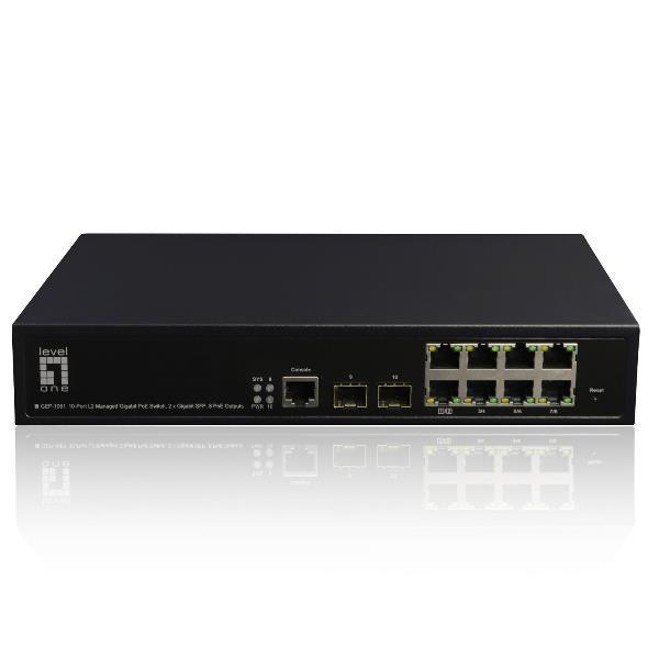 LevelOne GEP-1061 - Switch - gestito - 8 x 10/100/1000 (PoE+) + 2 x SFP - desktop - PoE+ (125 W)