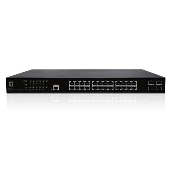 LevelOne GEP-2861 - Switch - gestito - 24 x 10/100/1000 (PoE+) + 4 x Gigabit SFP - desktop, montabile su rack (390 W)