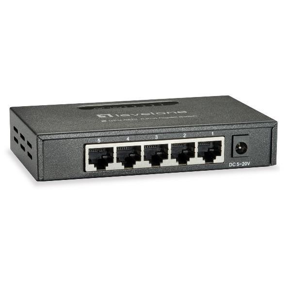 LevelOne GEU-0523 - Switch - unmanaged - 5 x 10/100/1000 - desktop, montaggio a parete