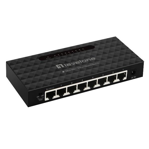 LevelOne GEU-0821 - Switch - 8 x 10/100/1000 - desktop, montaggio a parete