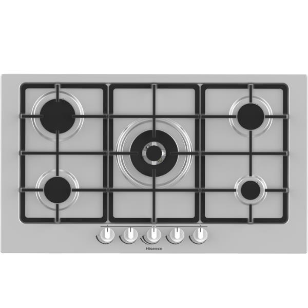 Hisense GM973XF - Piano cottura a gas - 5 piastre - Nicchia - larghezza: 82.8 cm - prof. 47.8 cm - acciao inox - acciaio inossidabile