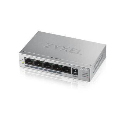 Zyxel GS1005HP - Switch - unmanaged - 4 x 10/100/1000 (PoE+) + 1 x 10/100/1000 - desktop, montaggio a parete - PoE (60 W)
