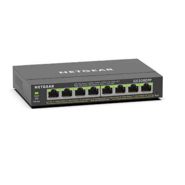 NETGEAR Plus GS308EPP - Switch - intelligente - 8 x 10/100/1000 (PoE+) - desktop, montaggio a parete - PoE+ (123 W)