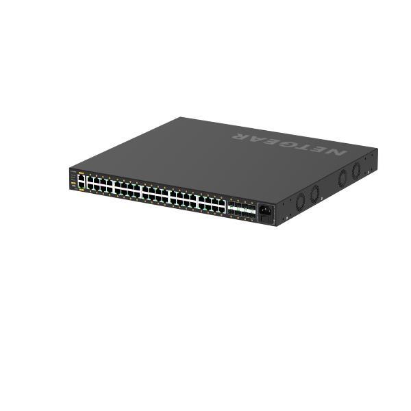 NETGEAR AV Line M4250-40G8XF-PoE+ - Switch - L3 - gestito - 40 x 10/100/1000 (PoE+) + 8 x 1 Gigabit / 10 Gigabit SFP+ - flusso d'aria da laterale a laterale - montabile su rack - PoE+ (960 W)