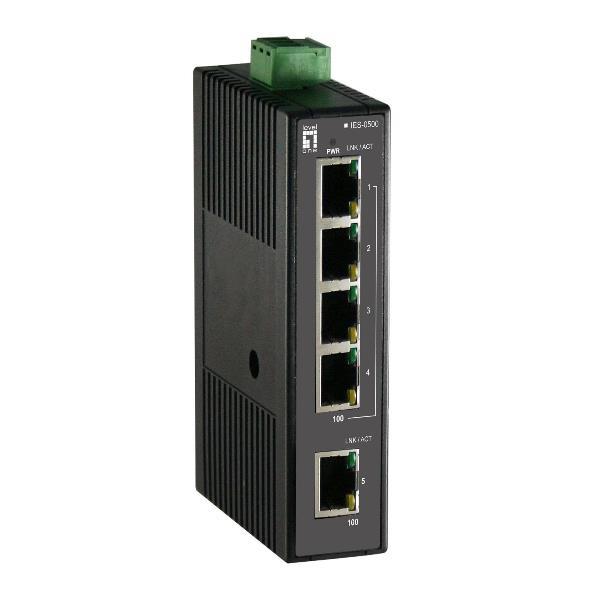 LevelOne Infinity IES-0500 - Switch - unmanaged - 5 x 10/100 - montabile su rail DIN - alimentazione CC