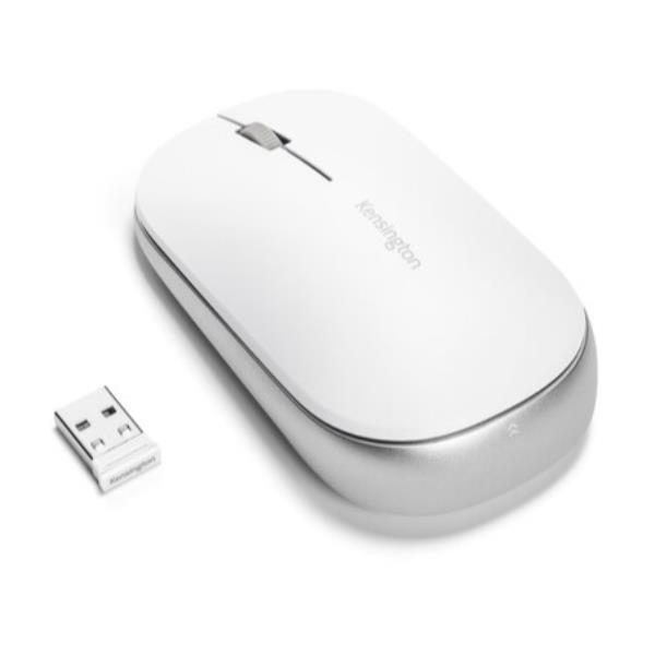 Kensington SureTrack - Mouse - ottica - 4 pulsanti - senza fili - 2.4 GHz, Bluetooth 3.0, Bluetooth 5.0 LE - ricevitore wireless USB - bianco