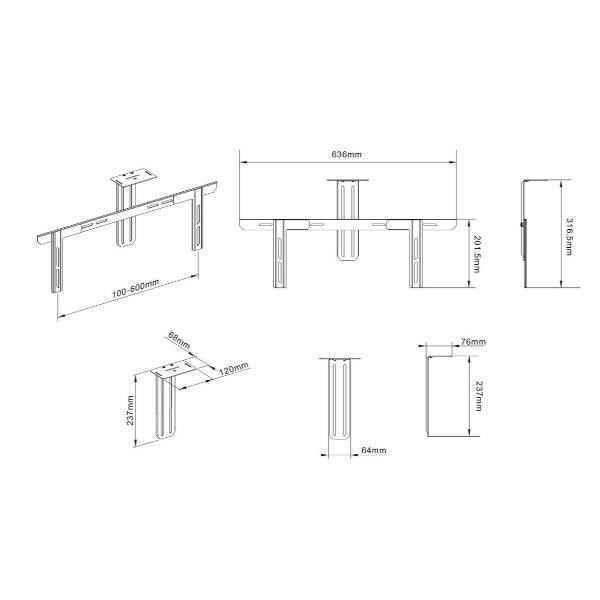 Multibrackets M Universal Camera Holder - Kit montaggio (montaggio fotocamera, staffe di montaggio) - per microfono/webcam/luce - acciaio - nero - dimensione schermo: 55"-110"